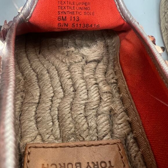 Tory Burch Rose Gold Metallic Sequin Mischa Espadrille Flats Size 6 - Picture 4 of 10